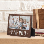 Rustic Two Photo Pappou Grandpa Plaque<br><div class="desc">Charming wood sign for Father's Day,  birthdays,  or Grandparents Day features two photos side by side on a rustic background with "Pappou" beneath.</div>
