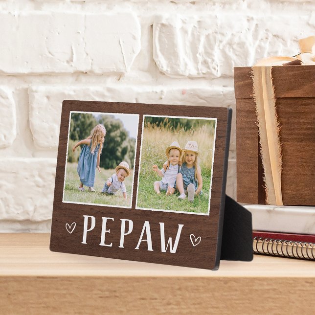 Rustic Two Photo Pepaw Grandpa Plaque (Creator Uploaded)