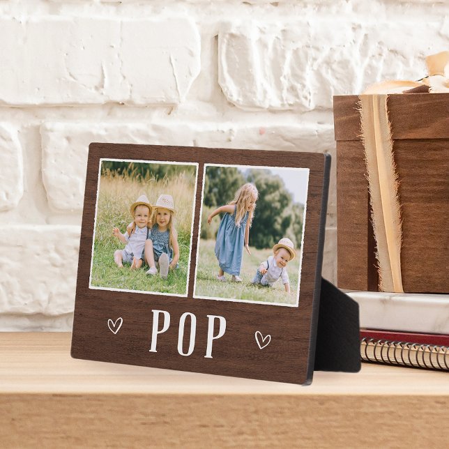 Rustic Two Photo Pop Grandpa Plaque (Creator Uploaded)
