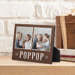 Rustic Two Photo Poppop Grandpa Plaque<br><div class="desc">Charming wood sign for Father's Day,  birthdays,  or Grandparents Day features two photos side by side on a rustic background with "Poppop" beneath.</div>