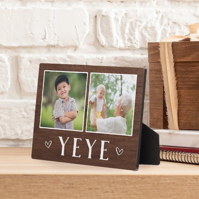 Rustic Two Photo Yeye Grandpa Plaque (Creator Uploaded)