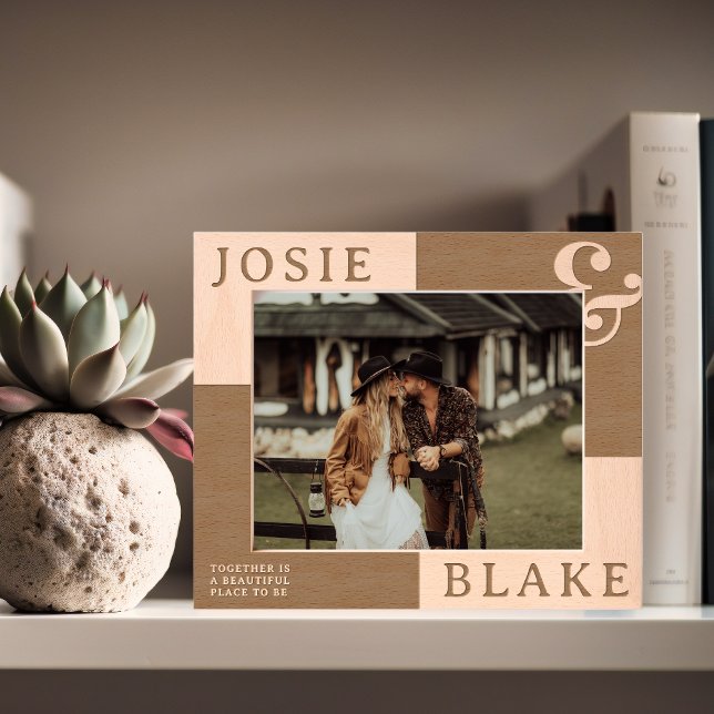 Rustic Two-Tone Personalized Couple Photo  Engraved Frames (Creator Uploaded)