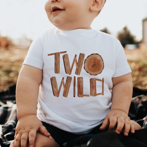 Rustic Two Wild 2nd Birthday Watercolor Wood Baby T_Shirt