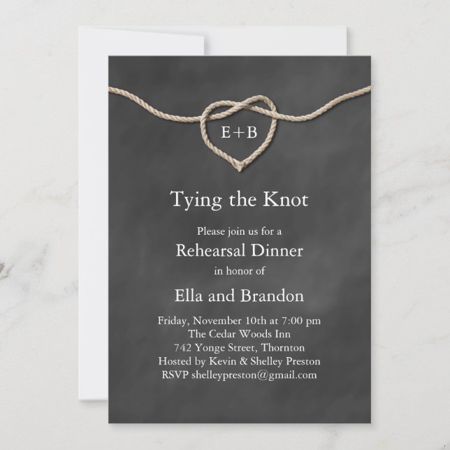 Rustic Tying the Knot Rehearsal Dinner Invitation (Front)