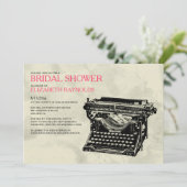 Rustic Typewriter Keys Bridal Shower Invitations (Standing Front)