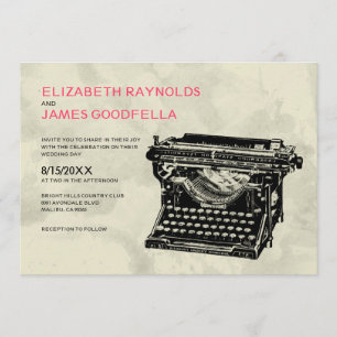 Rustic Typewriter Keys Wedding Invitations