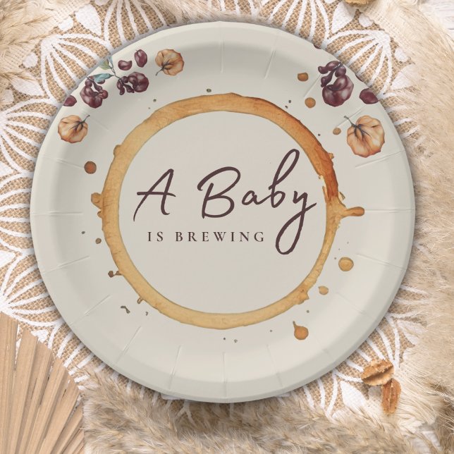  Rustic Typhography Coffee Beans Baby Shower Paper Plates (Creator Uploaded)