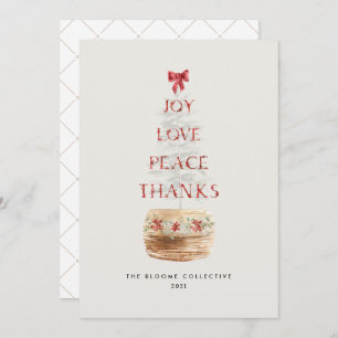 Rustic Typography Christmas Tree Elegant Holiday Card