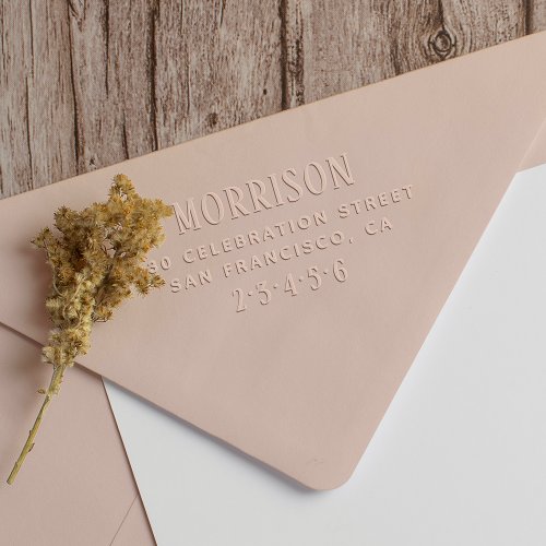 Rustic Typography Custom Name  Return Address Embosser