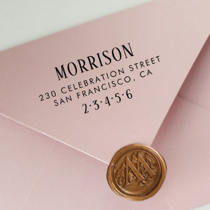 Rustic Typography Custom Name & Return Address Rubber Stamp