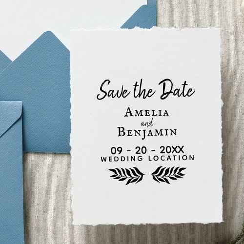 Rustic Typography Custom Wedding Save the Date Rubber Stamp