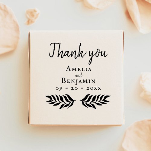Rustic Typography Custom Wedding Thank you Rubber Stamp