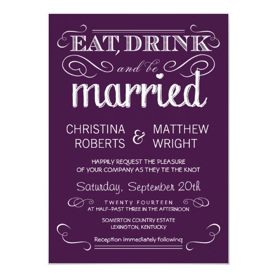 Rustic Typography Plum Purple Wedding Invitations Zazzle Rustic Typography Plum Purple Wedding Invitations