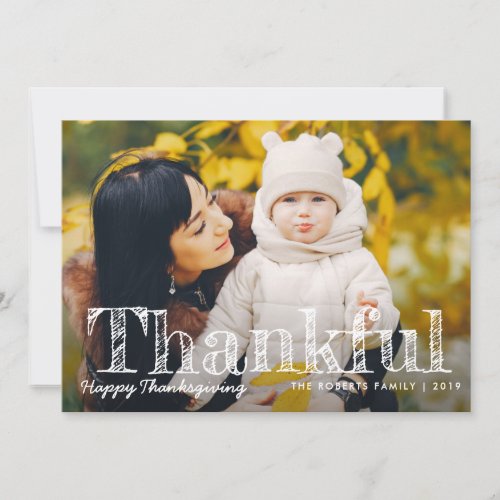 Rustic typography thanksgiving photo card