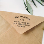 Rustic Typography Vintage Style Return Address Rubber Stamp<br><div class="desc">A simple rubber stamp design featuring an interesting typography layout. Your name or family name is written in curved text at the top, and your street number is written below. Underneath, the street name, city, state, and zip code are printed. We have chosen to use rustic serif capitals, but you...</div>