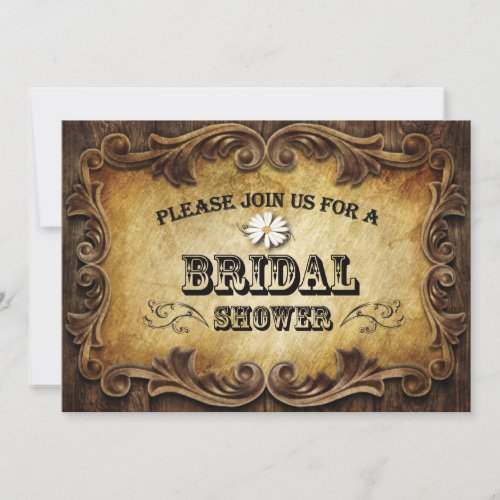 rustic typography western country wedding invitation