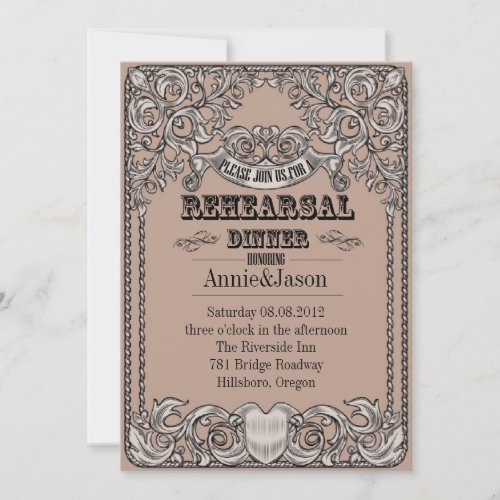 rustic typography western country wedding invitation