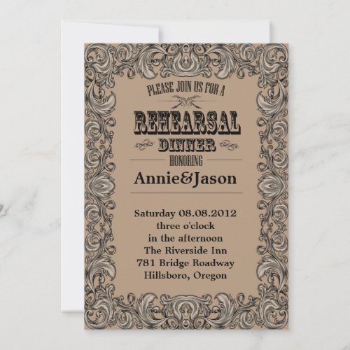 rustic typography western country wedding invitation