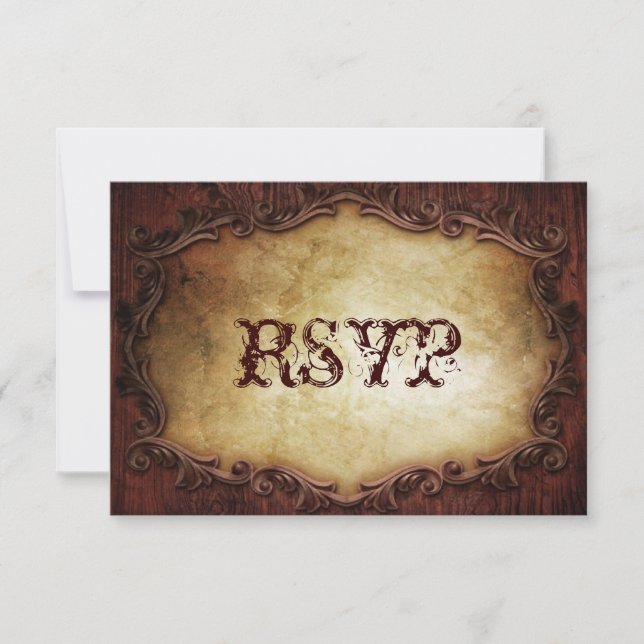 rustic typography western country wedding RSVP (Front)