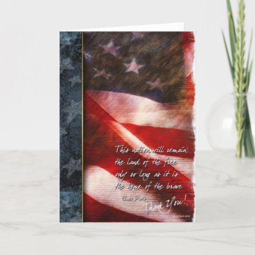 Rustic US Flag Thank You Card