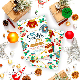 Rustic Ugly Sweater Christmas Holiday Party Invitation