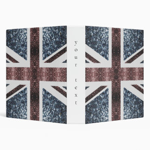 Rustic UK flag red blue sparkles glitters 3 Ring Binder