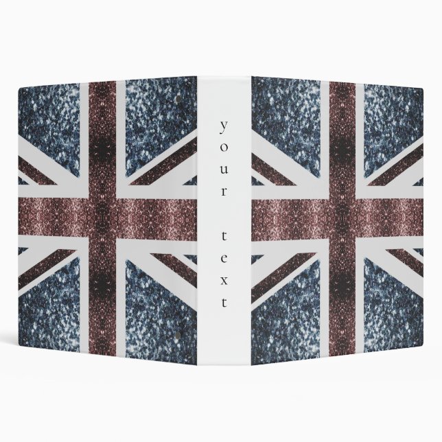 Rustic UK flag red blue sparkles glitters 3 Ring Binder (Background)