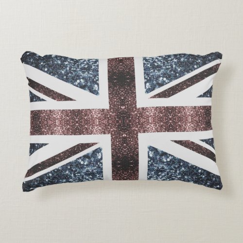 Rustic UK flag red blue sparkles glitters Accent Pillow