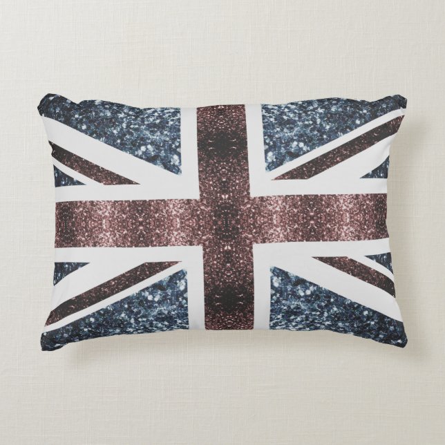 Rustic UK flag red blue sparkles glitters Accent Pillow (Front)