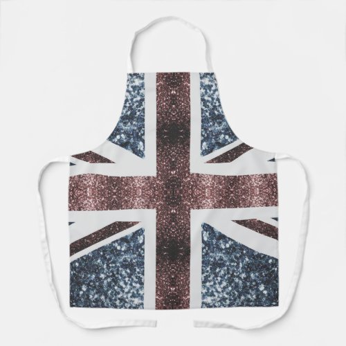 Rustic UK flag red blue sparkles glitters Apron