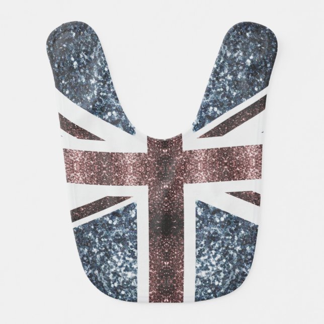 Rustic UK flag red blue sparkles glitters Baby Bib (Front)