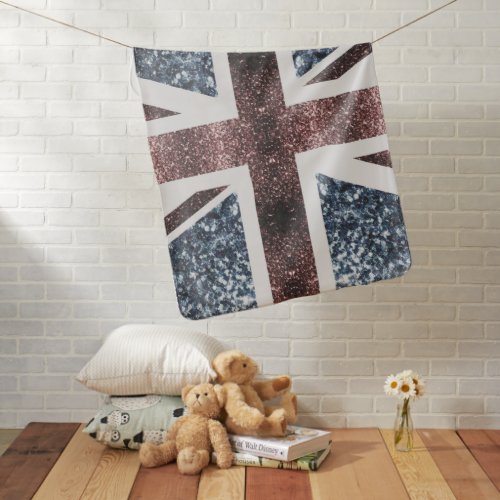 Rustic UK flag red blue sparkles glitters Baby Blanket