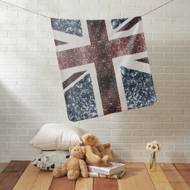 Rustic UK flag red blue sparkles glitters Baby Blanket (In Situ)