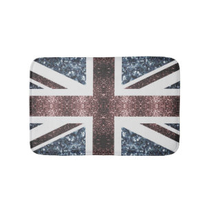 Rustic UK flag red blue sparkles glitters Bath Mat
