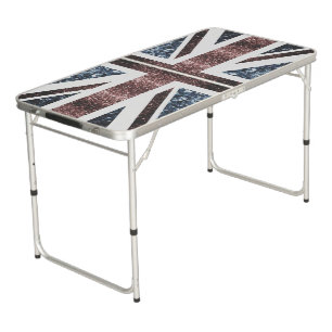Rustic UK flag red blue sparkles glitters Beer Pong Table