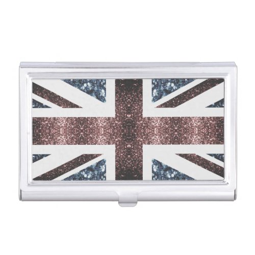 Rustic UK flag red blue sparkles glitters Business Card Case