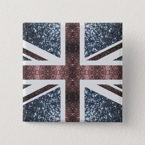 Rustic UK flag red blue sparkles glitters Button