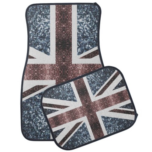 Rustic UK flag red blue sparkles glitters Car Floor Mat