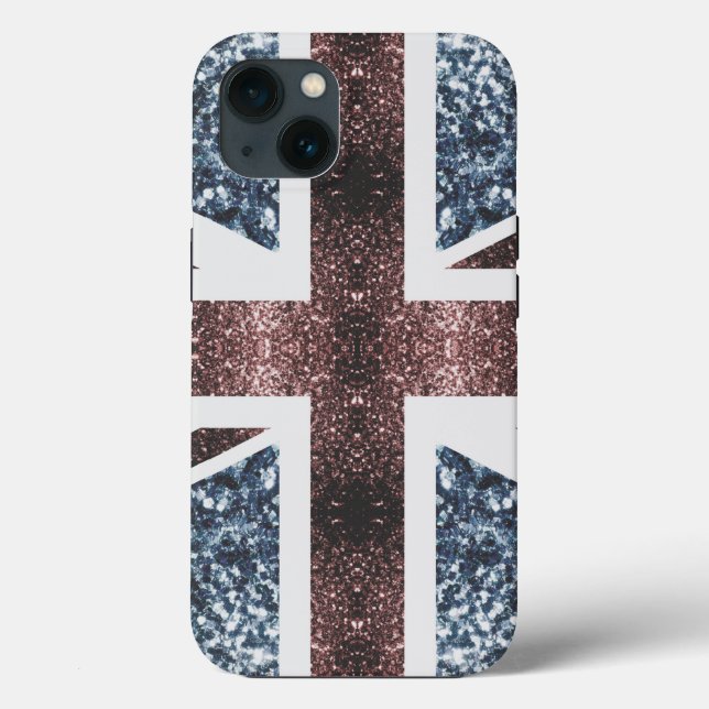 Rustic UK flag red blue sparkles glitters Case-Mate iPhone Case (Back)