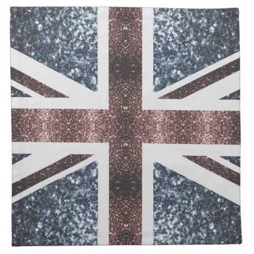 Rustic UK flag red blue sparkles glitters Cloth Napkin