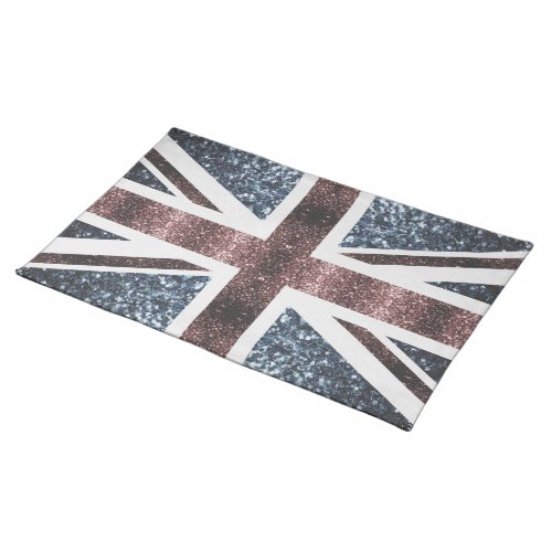 Rustic UK flag red blue sparkles glitters Cloth Placemat