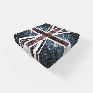 Rustic UK flag red blue sparkles glitters Coaster Set