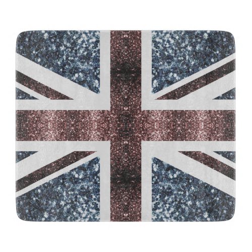 Rustic UK flag red blue sparkles glitters Cutting Board