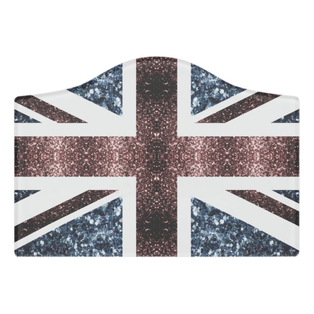 Rustic UK flag red blue sparkles glitters Door Sign (Small Crest Front)