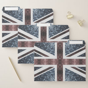 Rustic UK flag red blue sparkles glitters File Folder
