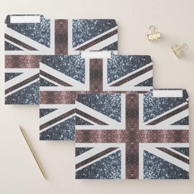 Rustic UK flag red blue sparkles glitters File Folder (Set)