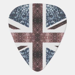 Rustic UK flag red blue sparkles glitters Guitar Pick