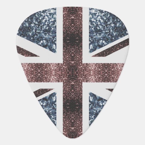 Rustic UK flag red blue sparkles glitters Guitar Pick