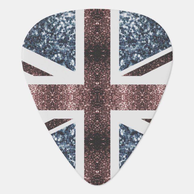 Rustic UK flag red blue sparkles glitters Guitar Pick (Front)