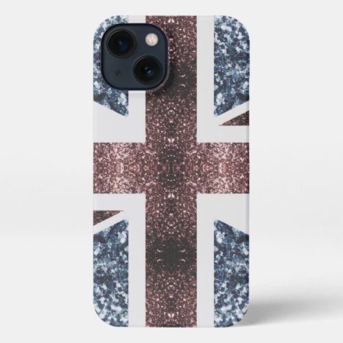 Rustic UK flag red blue sparkles glitters iPhone 13 Case